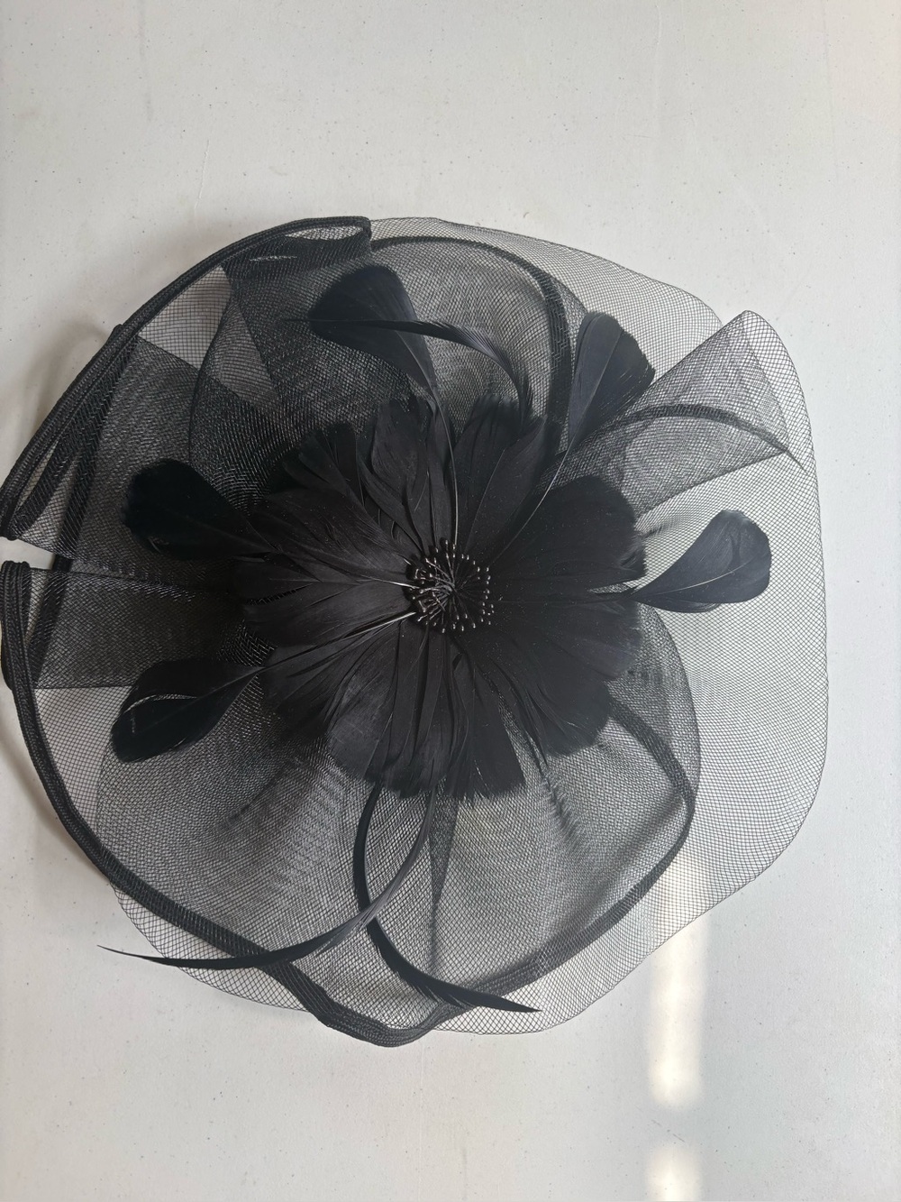 Black Feather Flower Fascinator Headpiece